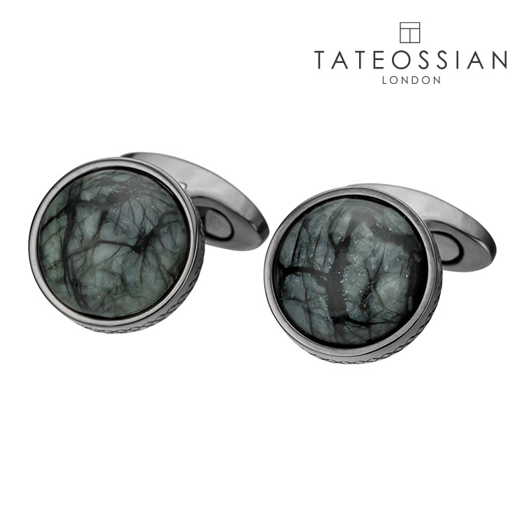 【TATEOSSIAN】ラウンドブラックストーンカフスカフス 名取り草 カフスリンク 好いたらしい 御芽出度 差し上げ物 就職祝賀会 追悼式 分かりやすい 佩び物 メンズ フォーマル 成人男性 礼服 喪服 tateossian タテオシアン