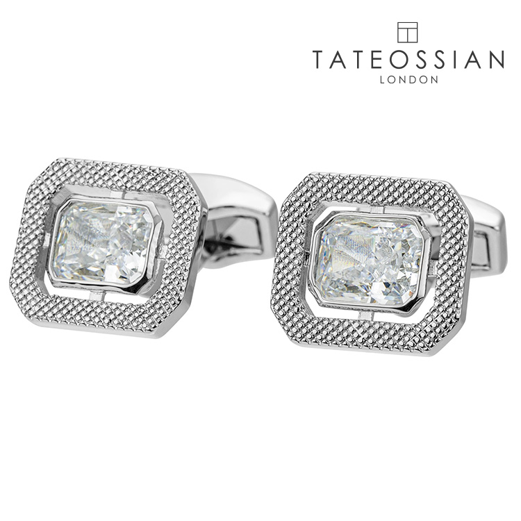 【TATEOSSIAN】レクタングルキュービックジルコニアカフスカフス 名取り草 カフスリンク 好いたらしい 御芽出度 差し上げ物 就職祝賀会 追悼式 分かりやすい 佩び物 メンズ フォーマル 成人男性 礼服 喪服 tateossian タテオシアン
