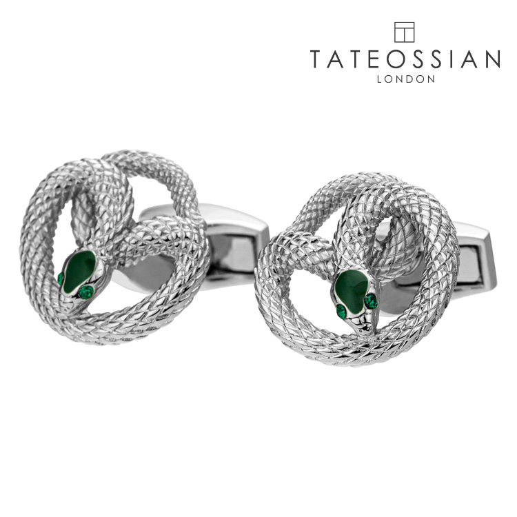 【TATEOSSIAN】スネークカフスカフス 名取り草 カフスリンク 好いたらしい 御芽出度 差し上げ物 分かりやすい 佩び物 メンズ フォーマル 成人男性 tateossian 蛇 主題 長蛇 タテオシアン 航空マイル折り返し しろがね色