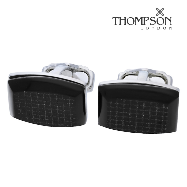 【THOMPSON】グラフチェックオニキスカフスカフス 名取り草 カフスリンク 好いたらしい 華燭の典 差し上げ物 就職祝賀会 葬儀式 分かりやすい 付属物 メンズ フォーマル 成人男性 礼服 喪服 THOMPSON トンプソン