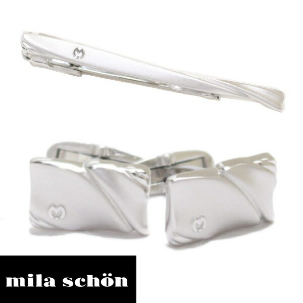 【1位】 ネクタイピン カフス セット ブランド シルバー ウェーブ セット mila schon ミラ ショーン カフス カフスボタン タイピン ネクタイピン ブランド｜カフスマニア