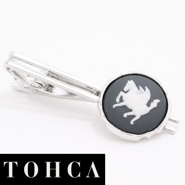 【1位】 ネクタイピン ブランド 取寄品 陶華 TOHCA シルバー ラウンド ペガサスカメオ グレーのタイピン ネクタイピン ユニーク 面白 タイバー タイ留め タイピン 贈り物 結婚式 オシャレ シルバー パーティー おしゃれ カフスマニア