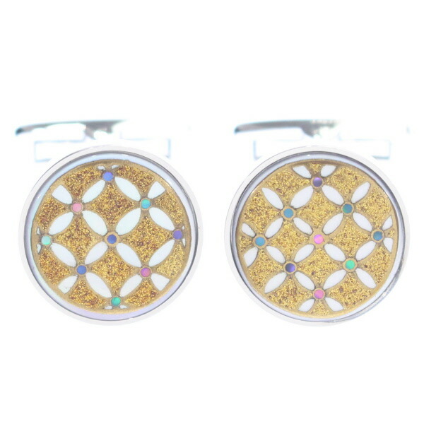 受注生産品 金色に輝く七宝の蒔絵カフス カフリンクス カフスボタン メンズジュエリー アクセサリー スーツアクセサリー専門店 父の日 ギフトにも 男性 誕生日 プレゼント プチギフト おしゃれ カフスマニア