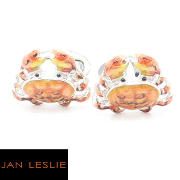 全日本送料無料 Janleslie シルバー オレンジグラデーション 蟹 カフス カフスボタン カフリンクス Cufflinks Cuffs メンズ 男性 ユニーク おもしろ 面白 面白い 動物 植物シリーズ スーツアクセサリー専門店 父の日 ギフトにも 誕生日 プレゼント プチギフト おしゃれ