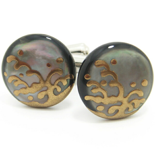 Mt. ARTIGIANO 波の蒔絵カフス カフスボタン カフリンクス cufflinks cuffs メンズ 男性 披露宴 お洒落 スーツアクセサリー専門店 父の日 ギフトにも 誕生日 プレゼント プチギフト おしゃれ カフスマニア
