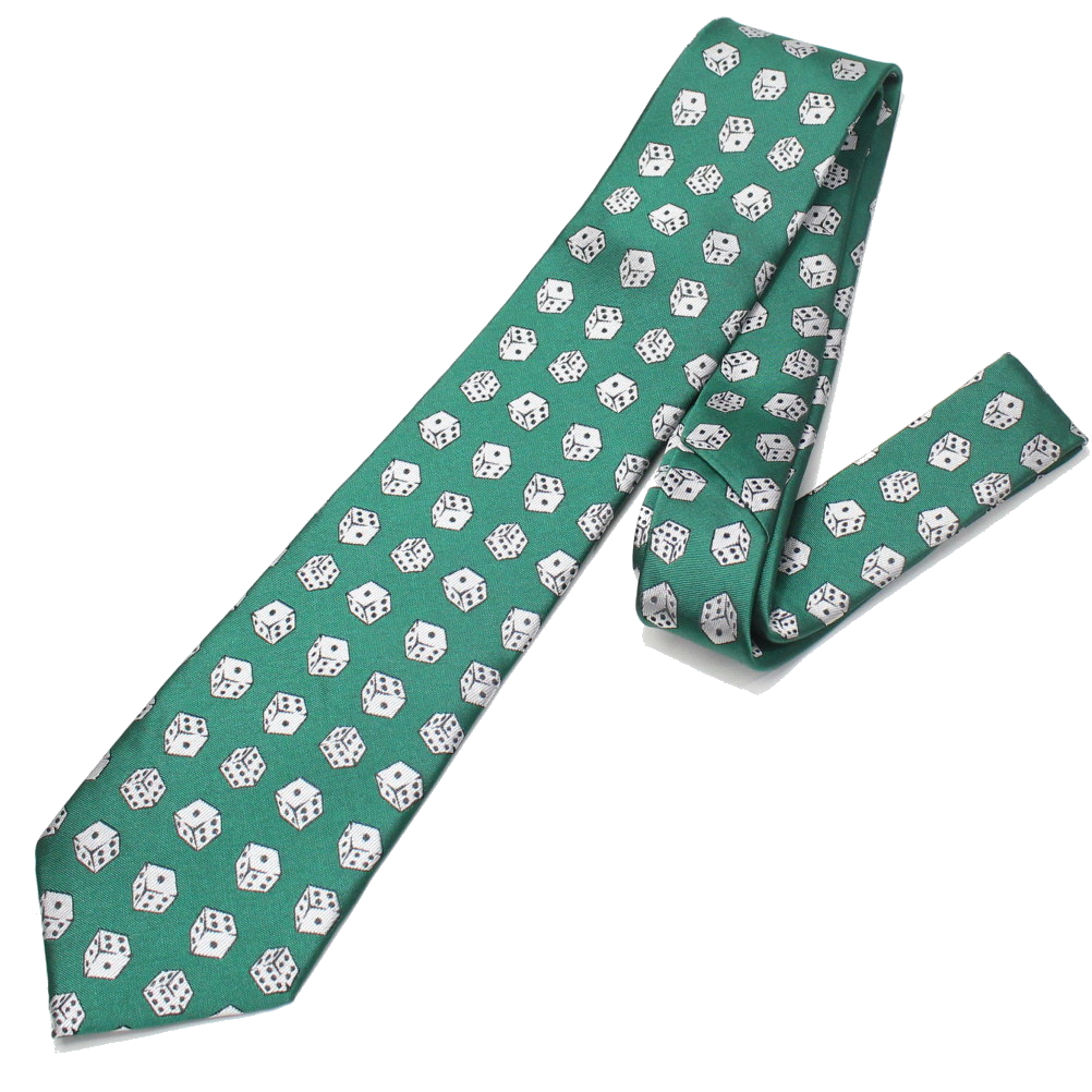 緑 ダイスだらけでパラダイス!!ころころサイコロの刺繍柄おもしろ ネクタイ おしゃれ 面白 スーツ用ファッション 小物 ネクタイ 贈り物 ギフト 結婚式 オシャレ