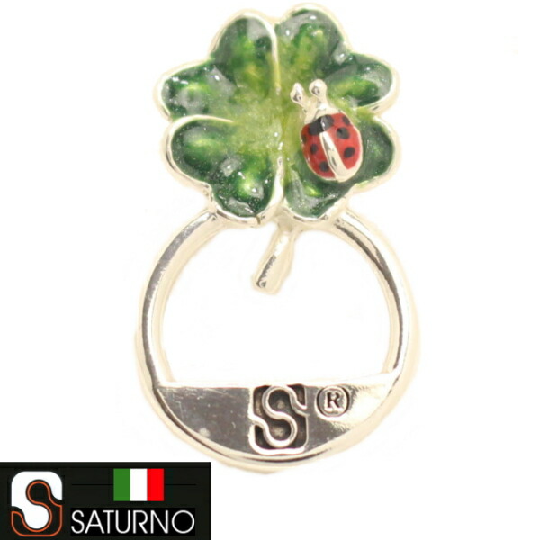 偉大な てんとう虫 四つ葉のラペルピン型 眼鏡ホルダー グラスホルダー Saturno サツルノ ピンブローチ タイニーピン タックピン メンズジュエリー アクセサリー ラペルピン ブランド スーツアクセサリー専門店 男性 誕生日 プレゼント プチギフト おしゃれ カフスマニア