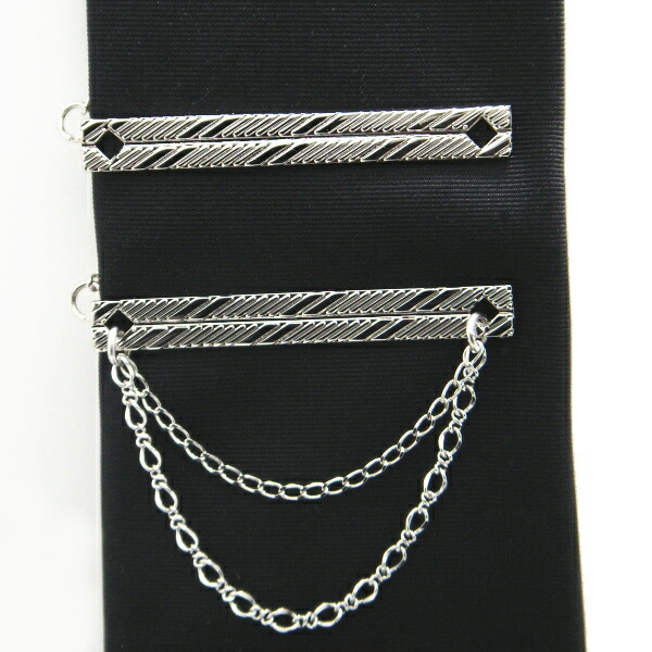 楽天市場】ネクタイピンストライプが効いたチェーン付 チェーン無し