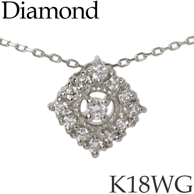 注目ブランド 楽天市場 ダイヤモンド ネックレス K18ホワイトゴールド スクエア カットアズキチェーン K18wg 18kwg 18金 送料無料 Kh キューレット 注目ブランド Www Falizgroup Com