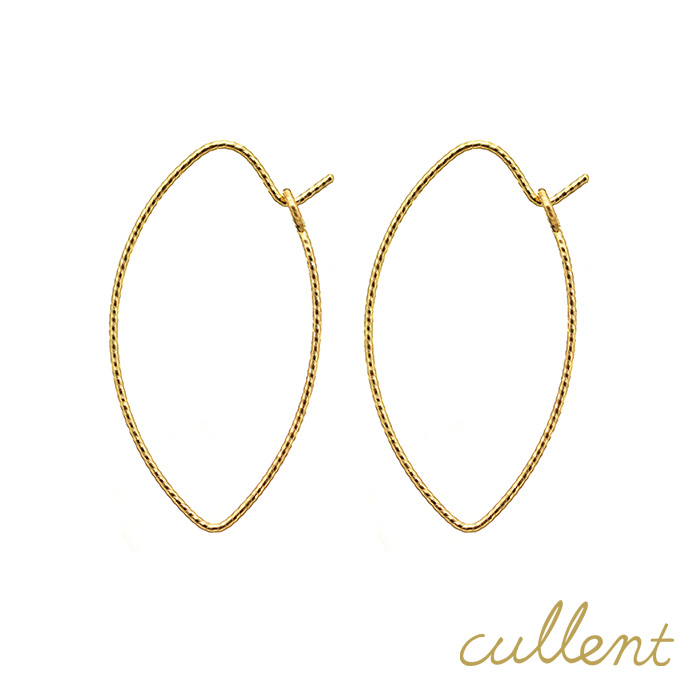 K18フープピアス elegant leaf hoop M フープピアス 18金 18k ピアス 地金 レディース フープ 華奢 ニッケルフリー 金属アレルギー ノンアレルギー