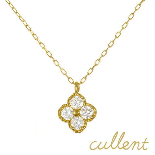 ダイヤモンド ネックレス K18 classical clover ネックレス K18 18金 18k ゴールド ダイヤモンド ダイヤ レディース クローバー 花 フラワー ピンクゴールド 　ジュエリー｜K18ジュエリー cullent（カレン）