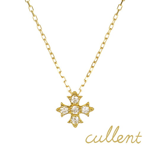 ダイヤモンドネックレスK18 Cross fleury ネックレス K18 18金 18k ゴールド ダイヤモンド ダイヤ ペンダント レディース ジュエリー アクセサリー おしゃれ クロス シンプル|K18ジュエリー cullent(カレン)