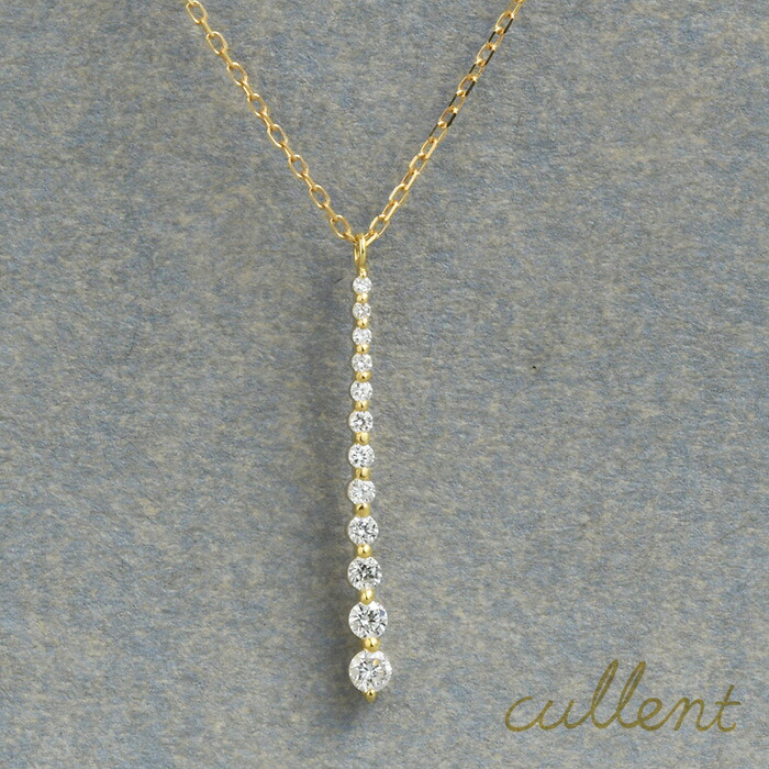 K18 ダイヤモンド ネックレス lux-L 18金 18k ゴールド ペンダント ダイヤモンド ライン バー シンプル レディース ジュエリー アクセサリー おしゃれ｜K18ジュエリー cullent（カレン）