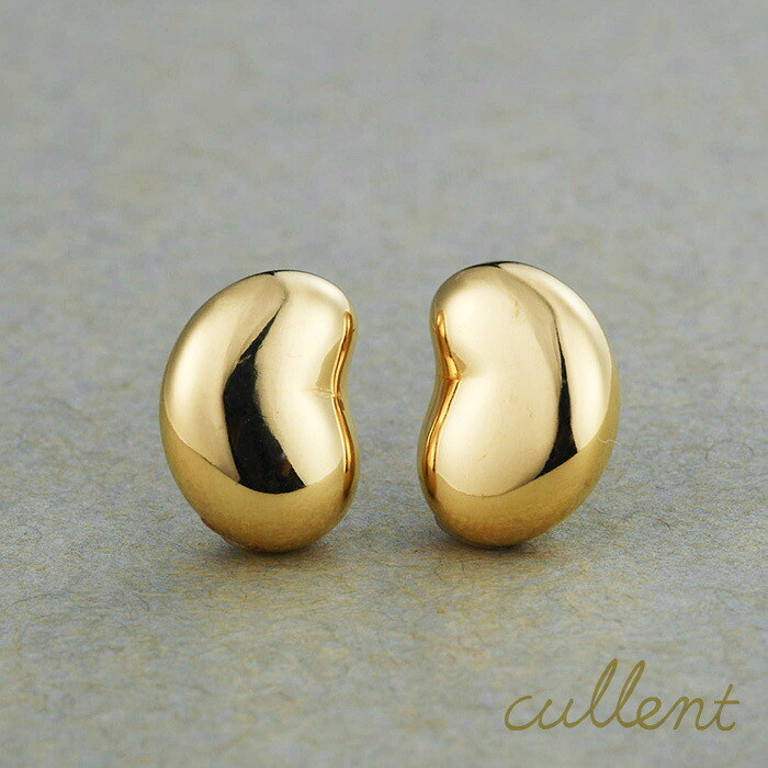 K18 ピアス bean 18金 ゴールド 18k シンプル 小さい 小ぶり 地金｜K18ジュエリー cullent（カレン）