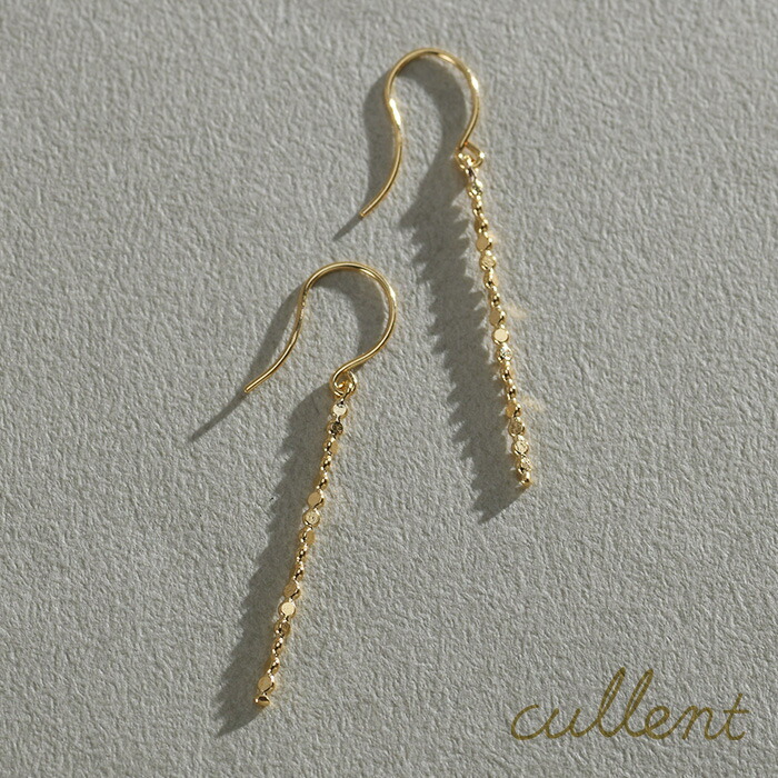 K18 ピアス circle line 18金 ゴールド 18k ロングピアス シンプル 小さい 小ぶり 地金 バー｜K18ジュエリー cullent（カレン）