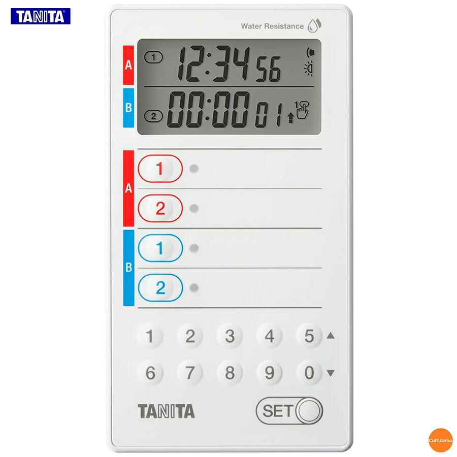 タニタ　防水デジタルタイマー　TD-428WH　ホワイト　BTI-E0 [関連：TANITA 業務用 プリセット 防水 厨房 美容室 病院 工場 キッチンタイマー]