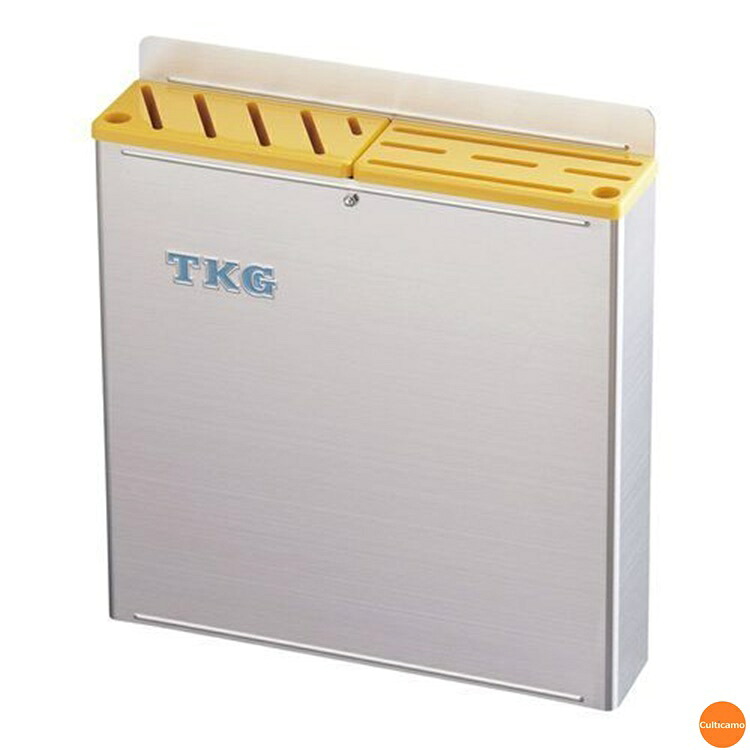 TKG　18-8　プラ板付　カラーナイフラック　大　ABタイプ　黄　AHU-67 [関連：遠藤商事 業務用 HACCP対応 色分け カラフル ナイフ差し 包丁差し ナイフスタンド スーパー 精肉 鮮魚]