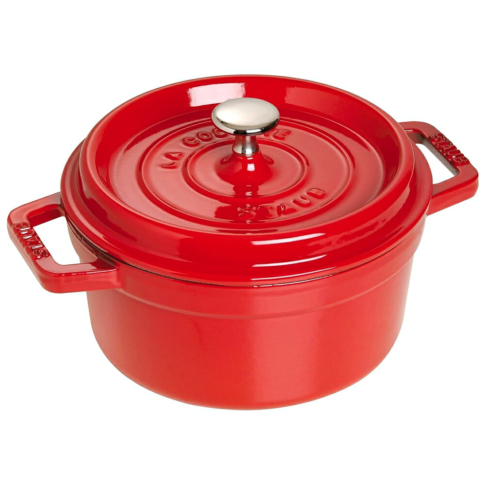 ストウブ　ピコ・ココット　ラウンド　チェリー　22cm　Z1033-360　RST-47 ［関連：staub フランス ブランド 電磁調理器対応 IH100V・200V対応 ホーロー おしゃれ カラー］