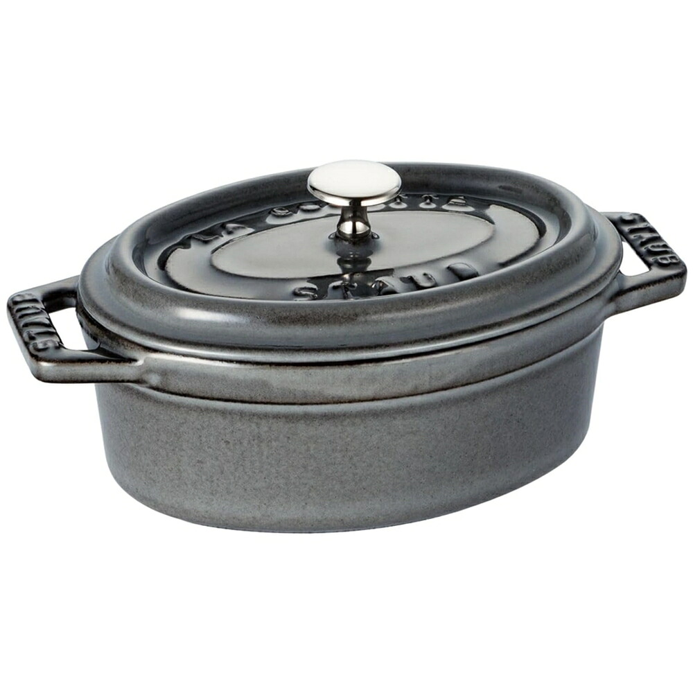 ストウブ　ピコ・ココット　オーバル　グレー　11cm　40500-116　RST-48［関連：業務用 staub フランス ブランド 電磁調理器対応 IH100V・200V対応 ホーロー おしゃれ 人気］｜くるちかも　culticamo 9,556円