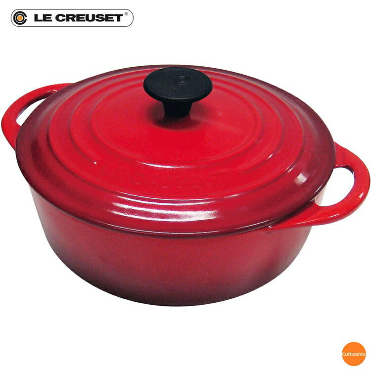 ル・クルーゼ　ココット・ビス　ロンド　（内側 黒ホーロー）　18cm　チェリーレッド　AKK-99 ［関連：LE CREUSET フランス ブランド 浅型 ココット 両手鍋 鋳物ホーロー 電磁調理器対応 IH100V・200V対応］ 17,107円