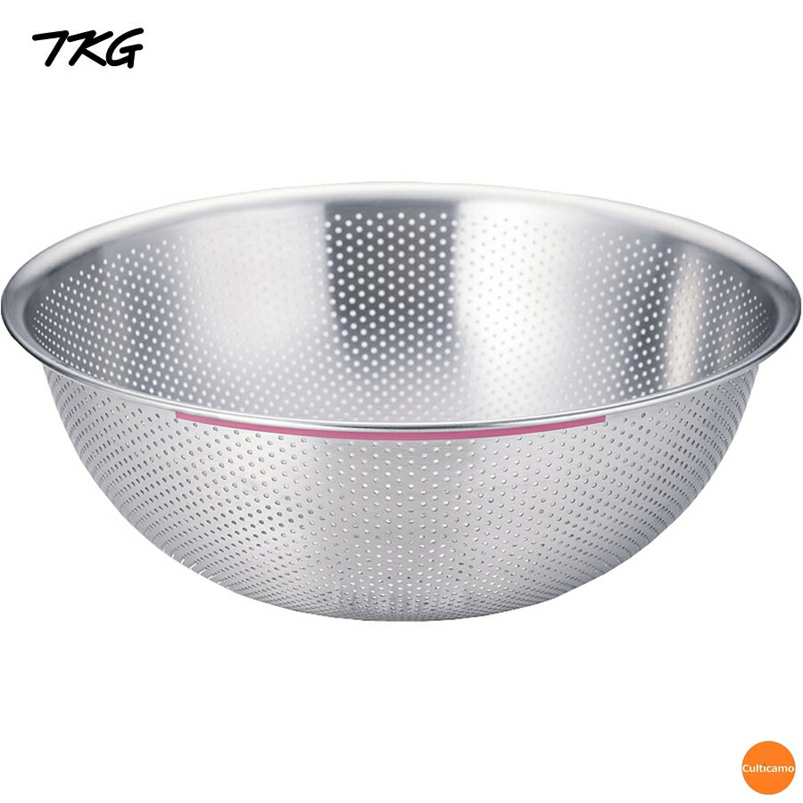 TKG　カラーライン　パンチング　穴明ボール　45cm　ピンク　APV-66［関連：遠藤商事 業務用 料理道具 キッチン用品 下ごしらえ ステンレス ザル コランダー HACCP対応］｜くるちかも　culticamo