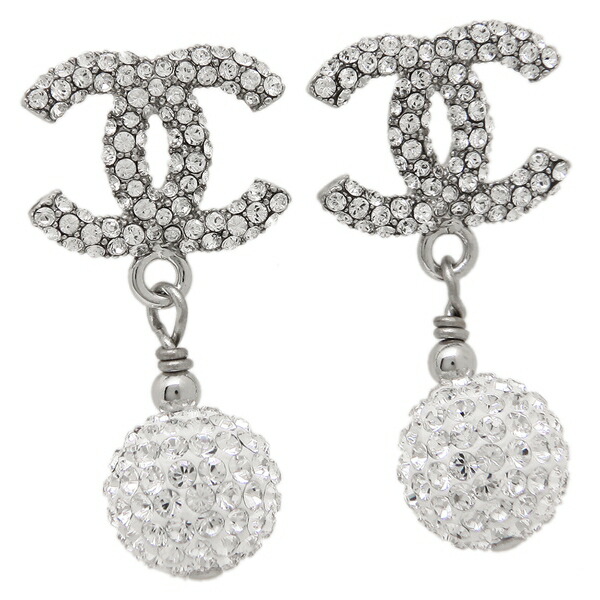 CCマーク クリスタルストーン ピアス