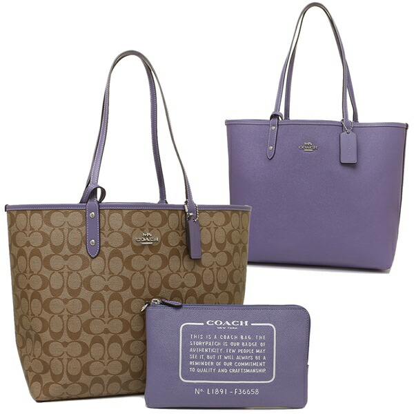 Coach Tote Bag Lady S Outlet F36658 Svoik Khaki Light Purple