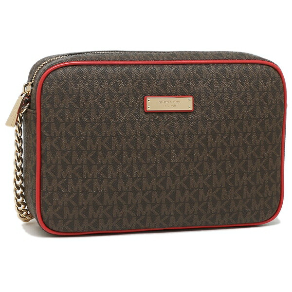 red and brown michael kors bag