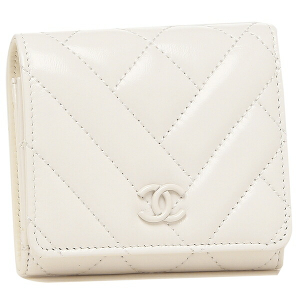 Vステッチ ラムスキン 三つ折り財布