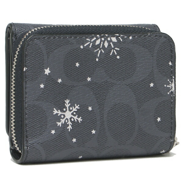 楽天市場 4時間限定ポイント10倍 返品ok コーチ アウトレット 三つ折り財布 シグネチャー ミニ財布 ネイビー レディース Coach C1928 ブランドショップ Axes