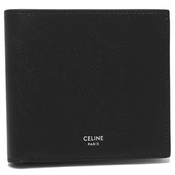 CELINE 二つ折り財布 ブラック CELINE セリーヌ ロゴ 二つ折り財布（小銭入れあり） カーフ