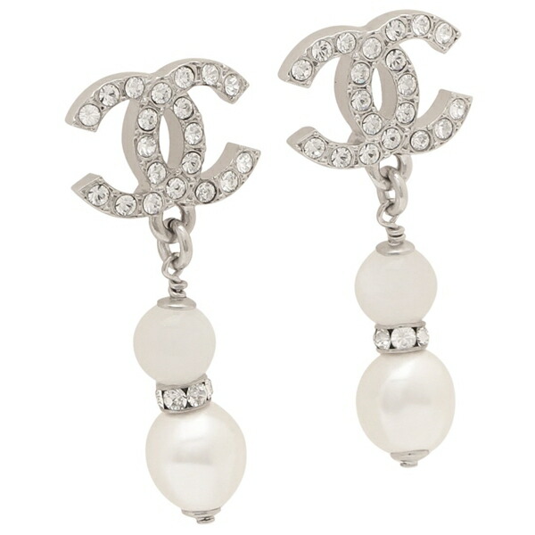 CHANEL シャネル CC ピアス ロゴ ホワイト イヤリング シャネル ピアス CHANEL EARRING ABB004 ココマーク メタル