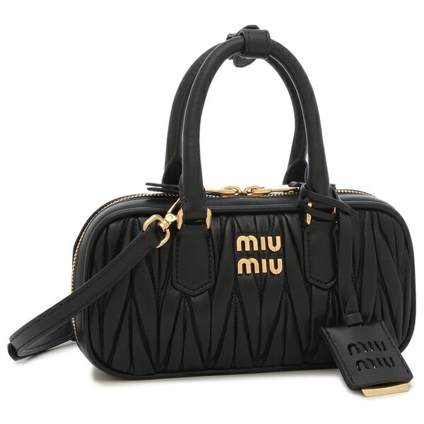 Miu Miu ミュウミュウ ハンドバッグ 黒(総柄) - 2138825J0029 ミュウミュウ新作】オールブラックがおしゃれ！ 日本先行発売