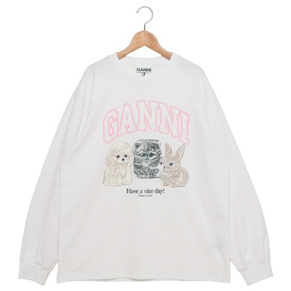 【GANNI】ホワイトアニマルプリント長袖Tシャツ 楽天市場】【7/25～27限定・最大2万円OFFクーポン配布中】GANNI