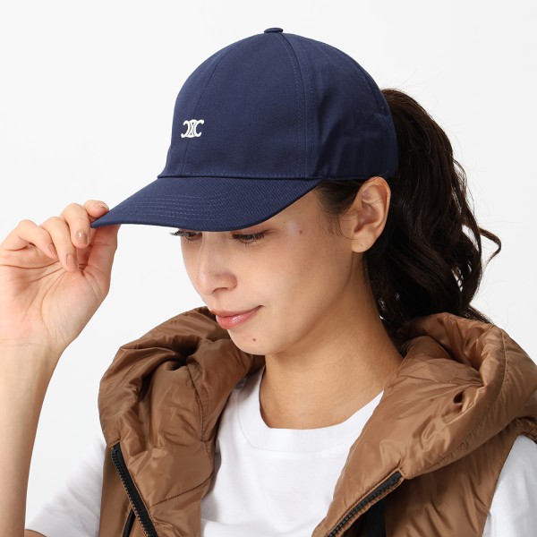 CELINE ネイビー コーデュロイ キャップ Celine ネイビー コーデュロイ キャップ L
