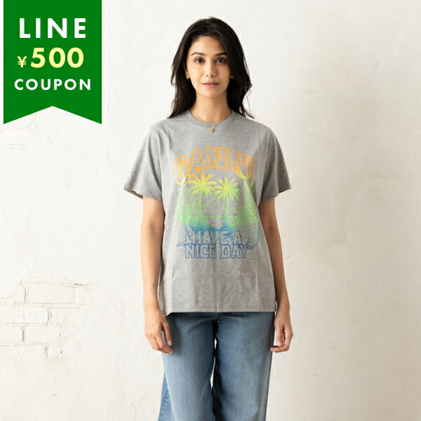 GANNI 月と星 グレー 半袖Tシャツ 新品 GANNI ガニー 半袖 Tシャツ Future Heavy Cocktail Cherry Drop