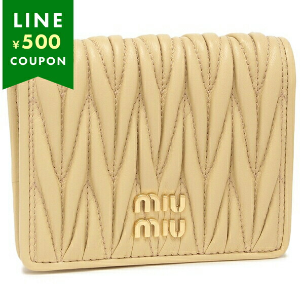miu miu ミュウミュウ　2つ折り長財布　レザー　ゴールド　I816 miu miu ミュウミュウ 2つ折り長財布 レザー ゴールド I816