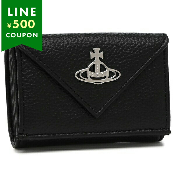 ヴィヴィアンウエストウッド　オーブ　三つ折り財布　サフィアーノレザー　黒 ヴィヴィアンウエストウッド 三つ折り財布 サフィアーノ ミニ