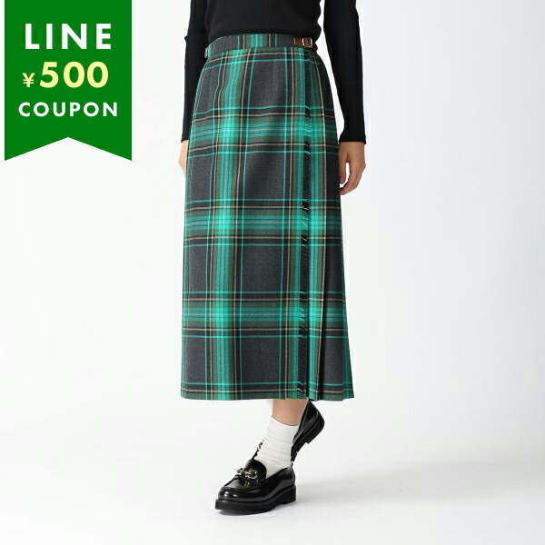 新品✨オニールオブダブリン プリーツ ラップスカート チェック オニール オブ ダブリン O'NEIL OF DUBLIN スカート ウール100% ロング