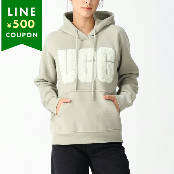 値下げ不可　美品　UGG パーカー　フーディ　フリース　ボア　ベージュ　ロゴ UGG Rey fluff Logo Hoodie (UGG/パーカー・フーディ) 105332461