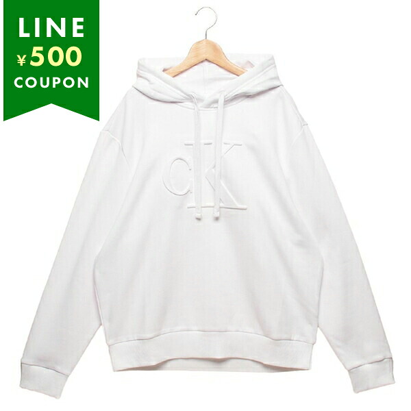 カルバンクライン パーカー フーディー エンボスド モノグラム FL スウェット エンボス加工 ホワイト メンズ CALVIN KLEIN 40EC450YAA 110