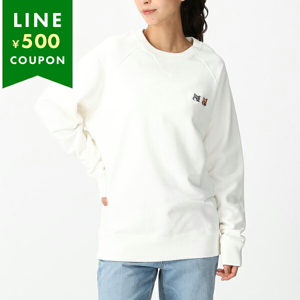 メゾンキツネ スウェット ダブルフォックスヘッド ホワイト メンズ MAISON KITSUNE FM00358 KM0002 P700