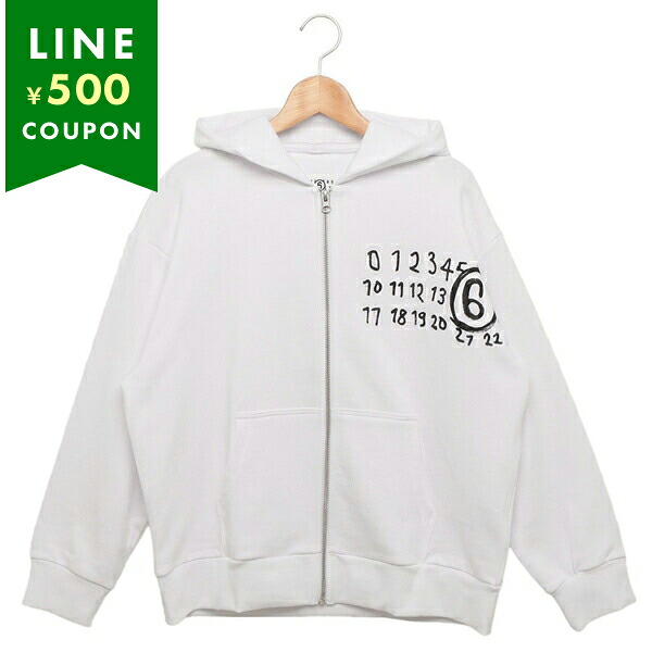 エムエムシックス メゾンマルジェラ パーカー フーディー ロゴ レディース ホワイト ガールズ MM6 Maison Margiela M60872 MM02X M6100