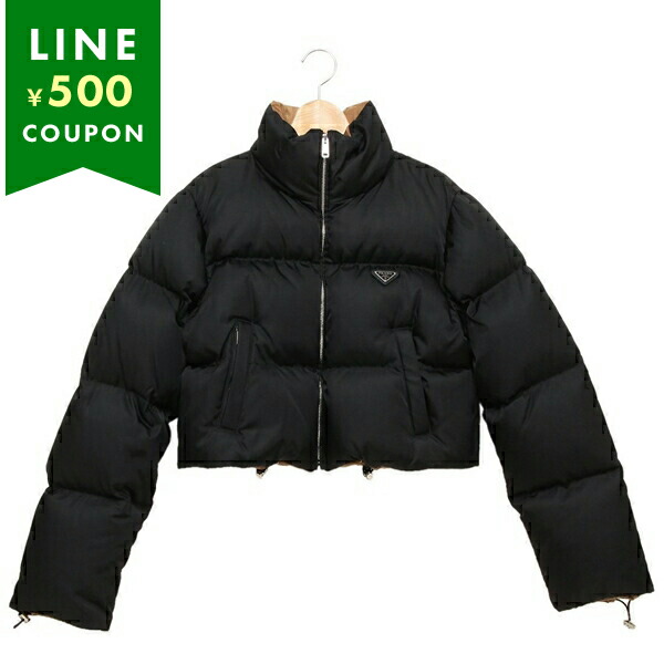 プラダ ダウンジャケット コート リナイロン トライアングルロゴ クロップド ブラック ブラウン レディース PRADA 29D056 1WQ8 F0002 SOOO