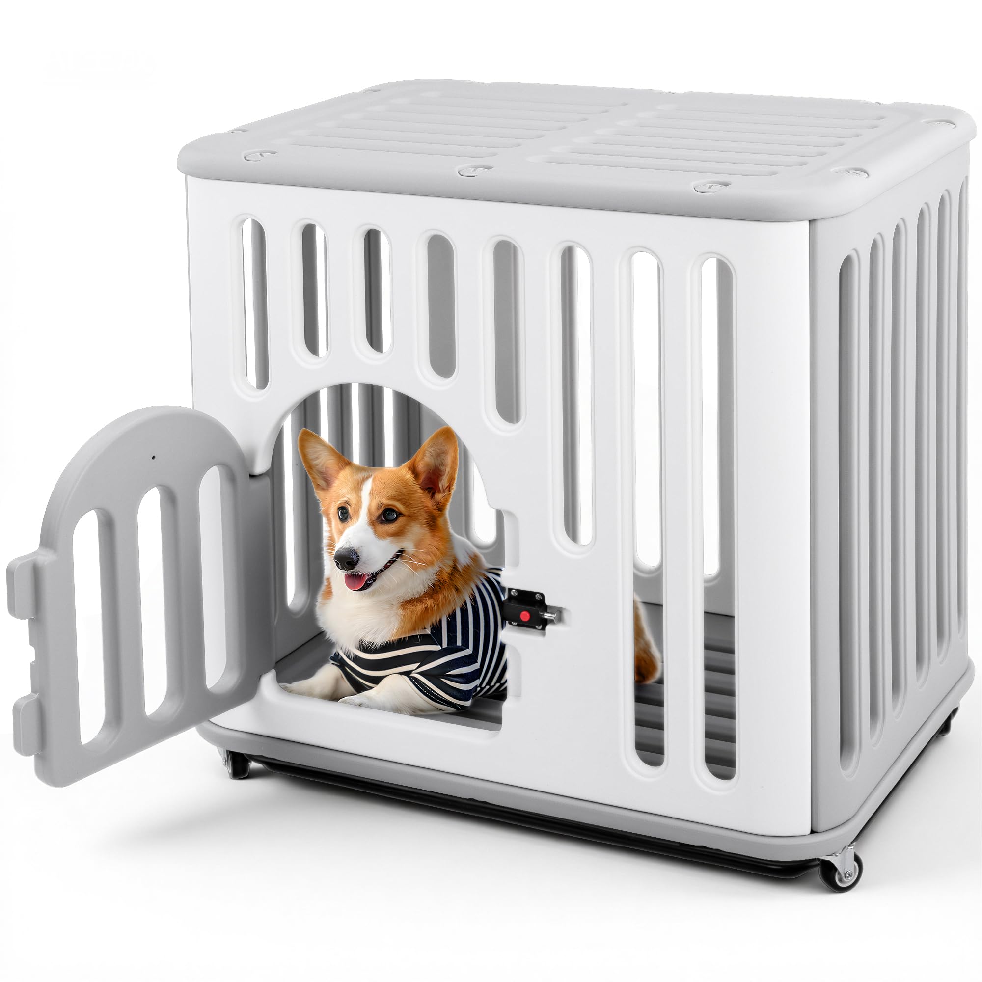ペットケージ 犬 ケージ 小型犬 【インテリアに馴染む白×灰】 キャスター付き 犬 ゲージ 室内 掃除しやすい 引き出しトレー