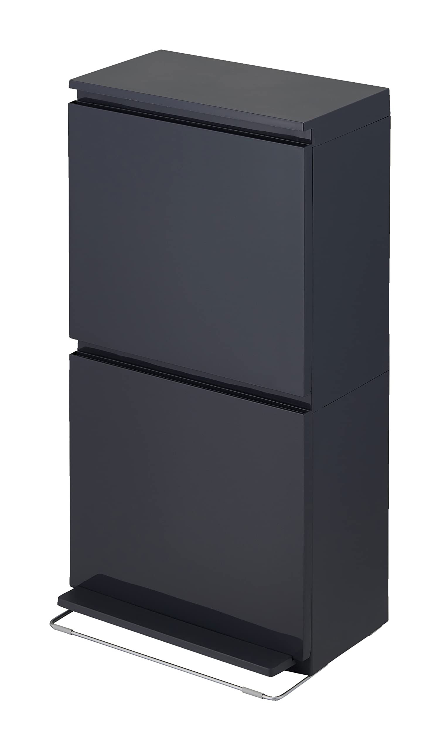フタ付きゴミ箱 リビング 40L ペダル2段ワイド 丸洗い可 黒 奥行