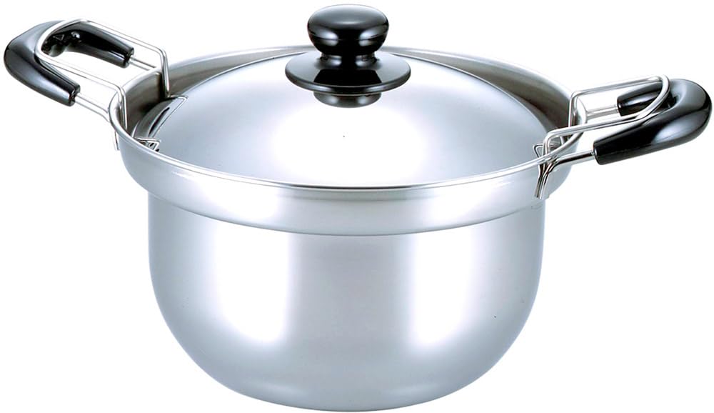 両手鍋 ザル付 22cm 【日本製】 ガス火?IH対応 ふきこぼれにくい 湯切りザル付き 麺が底にくっつかない 水切りしやすい 目の細