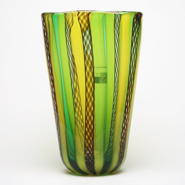 ベネチアングラス ムラーノグラスの花瓶 グリーン イエロー Gambaro liapietra Liri A Canne 1734a おしゃれ カラフル 綺麗 ガラス フラワーベース大きい ギフト 新築祝い モダン オブジェ 置物 インテリア Formenterarent Es