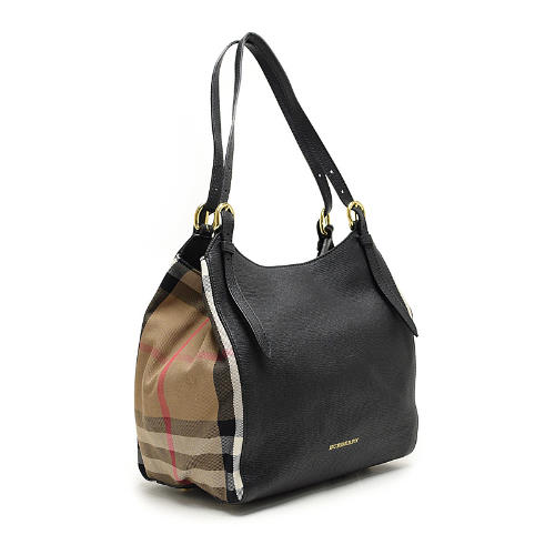 burberry black leather tote bag