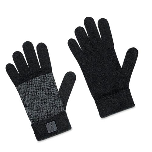 CUORE: LOUIS VUITTON gloves glove M70006 Noir black knit GON Petit Damier Louis Vuitton men&#39;s ...